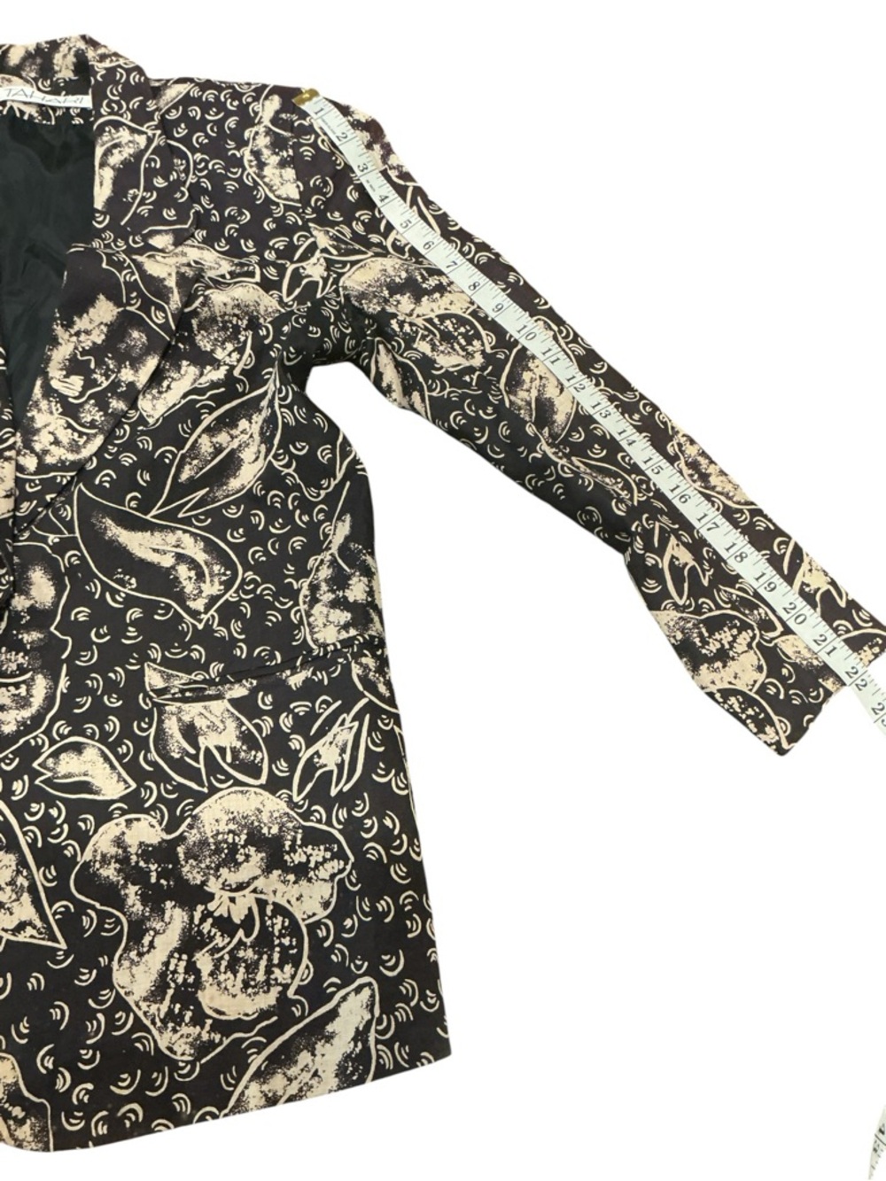 Tahari Black Beige Floral Blazer Women’s Size 2 Linen Lightweight Chic Jacket - Picture 6 of 8